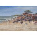 Oil on Panel Entitled &quot;People Watching&quot; by Richard Chalfant