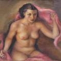 Oil on Canvas of Nude With Scarf by Grace Gemberling Keast Oil on Canvas of Nude With Scarf by Grace Gemberling Keast