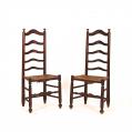 Rare Pair of Five Slat Ladderback Side Chairs