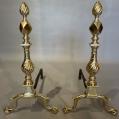 Very Rare Pair of Paul Revere Type Brass Andirons