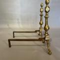 Rare Pair of Brass Andirons