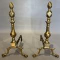 Rare Pair of Brass Andirons