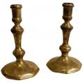 Pair of English Queen Anne Brass Candlesticks