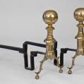 Brass Andirons with Ball Finials