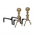 Brass Andirons with Ball Finials