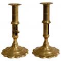 Pair of English Queen Anne Brass Candlesticks